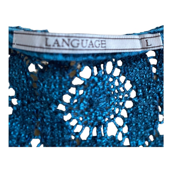 Unique Boho Crochet Cotton Language Long Sleeve Tee Top - ¾ sleeve - Size L - Picture 4 of 6